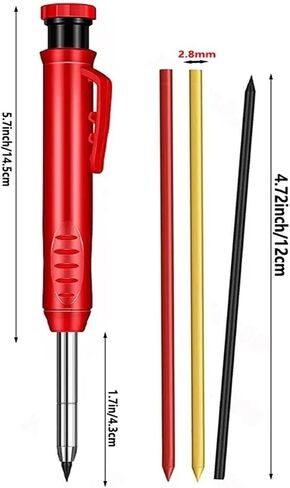 CAARLA Nib Head Markers Deep Hole Long Nib Scriber Top Solid Carpenter Mechanical Pencil Woodworking Long Head Deep Hole Markers Pen Pencils Refill Leads Sharpener Stationery(Kit 16) in Saudi Arabia