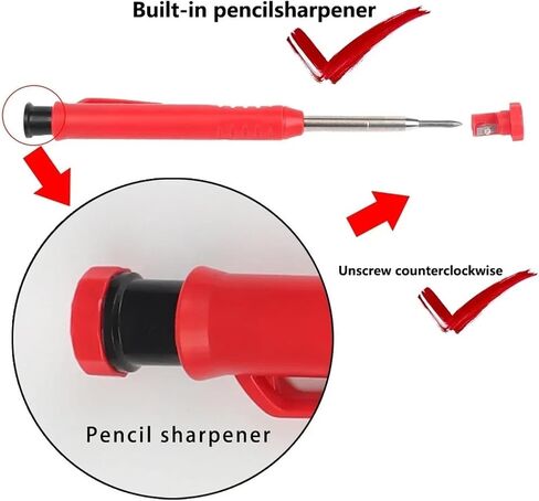 CAARLA Nib Head Markers Deep Hole Long Nib Scriber Top Solid Carpenter Mechanical Pencil Woodworking Long Head Deep Hole Markers Pen Pencils Refill Leads Sharpener Stationery(Kit 16) in Saudi Arabia