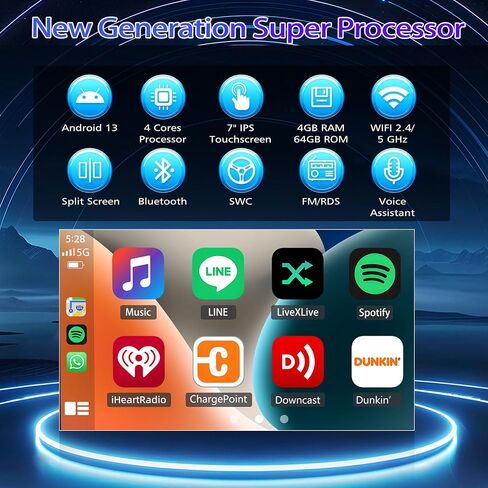 Car Stereo Radio for Ford F150 F250 F350 2004 2005 2006 2007 2008 2009 2010 2011 2012 2013 2014, 7" IPS Touchscreen Android 13 Car Radio with Wireless CarPlay Android Auto Navigation WiFi Bluetooth in Kuwait