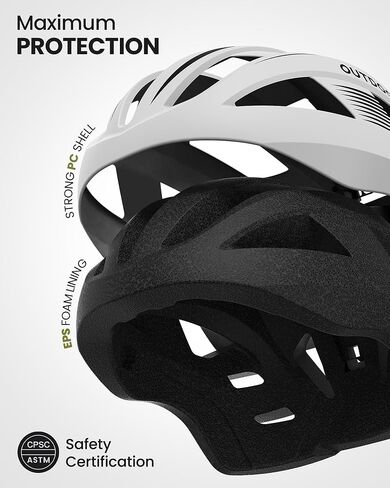 OutdoorMaster Adult Bike Helmet - Bicycle Helmet with Rechargeable Rear LED Light, Detachable Magnetic Goggles, Removable Sun Visor - Suitable for Commuting and Cycling for Men and Women in Saudi Arabia