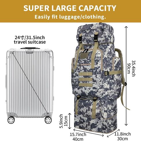 80L Hiking Backpack Men Camping Backpack, Waterproof MOLLE Military Tactical Rucksack, Large Capacity Assault Pack for Outdoor Survival, Trekking, Travel (Black) in Kuwait