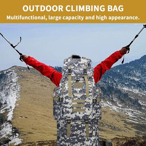 80L Hiking Backpack Men Camping Backpack, Waterproof MOLLE Military Tactical Rucksack, Large Capacity Assault Pack for Outdoor Survival, Trekking, Travel (Black) in Kuwait