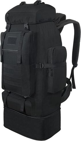 80L Hiking Backpack Men Camping Backpack, Waterproof MOLLE Military Tactical Rucksack, Large Capacity Assault Pack for Outdoor Survival, Trekking, Travel (Black) in Kuwait