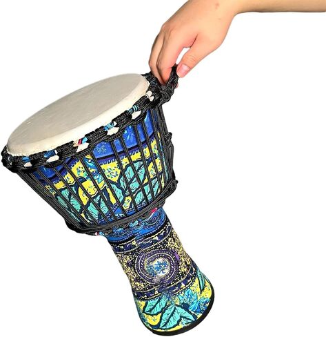Ruoswte 8.5 "Djembe Drum - Bongo Percussion Music مع وجه جلد الغنم ، ضبط مهني ، أسطوانة اليد (Maple Blue) in Kuwait