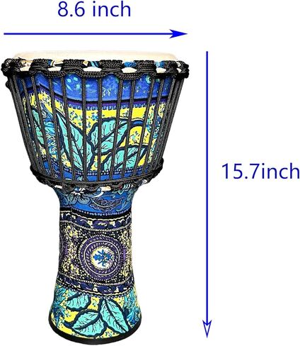 Ruoswte 8.5 "Djembe Drum - Bongo Percussion Music مع وجه جلد الغنم ، ضبط مهني ، أسطوانة اليد (Maple Blue) in Kuwait