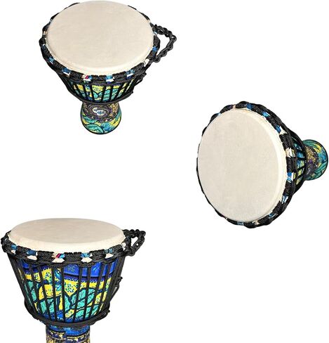 Ruoswte 8.5 "Djembe Drum - Bongo Percussion Music مع وجه جلد الغنم ، ضبط مهني ، أسطوانة اليد (Maple Blue) in Kuwait