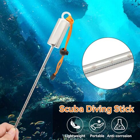 Scuba Diving Stick 12 "، 316 Scuba Stick Stick Pointer Pointer Pointer Pointer Pointer Rod مع حبل قابل للتعديل القياس وربح Swivel Snap لضوضاء ضوضاء شاكر تحت الماء in Kuwait