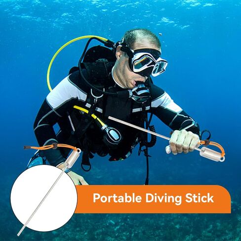 Scuba Diving Stick 12 "، 316 Scuba Stick Stick Pointer Pointer Pointer Pointer Pointer Rod مع حبل قابل للتعديل القياس وربح Swivel Snap لضوضاء ضوضاء شاكر تحت الماء in Kuwait