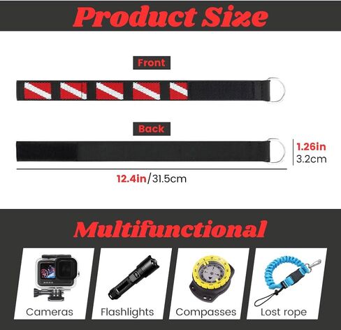 Diving Wristbands, Snorkeling Wrist Strap, Adjustable Wrist Lanyard with Stainless Steel D-Ring for Underwater Accessories in Saudi Arabia