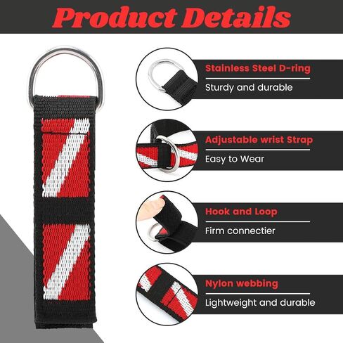 Diving Wristbands, Snorkeling Wrist Strap, Adjustable Wrist Lanyard with Stainless Steel D-Ring for Underwater Accessories in Saudi Arabia