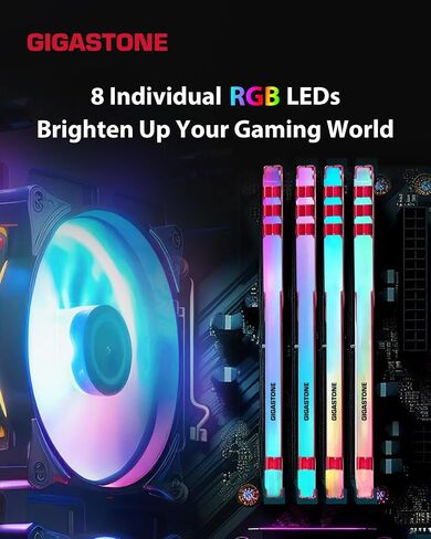【RGB DDR4 RAM】GIGASTONE Game TURBO 64GB Kit (4x16GB) DDR4 3600MHz PC4-28800 CL 18-22-22-42 Intel XMP 2.0 AMD Ryzen 1.35V UDIMM 288 Pin Unbuffered Non ECC High Performance Gaming Desktop Memory -Black in Saudi Arabia