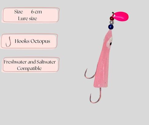 Luminous Octopus Hoochies 6 cm Fishing Lures – Durable Plastic Construction – UV Enhanced – 5-Pack – Available in Hot Pink & Light Pink in Saudi Arabia