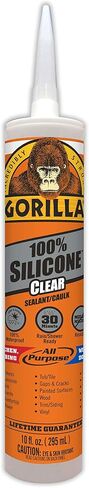 Gorilla Clear 100% Silicone Sealant Caulk, 10 Ounce Cartridge, Clear, (Pack of 12) in Saudi Arabia