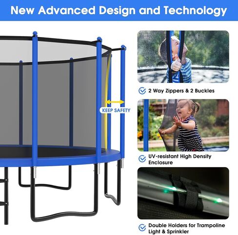 Yorin Tranpoline Outdoor 16ft 15ft 15ft 14ft 12ft 10ft 10ft مع كرة السلة على طوق وشبكة ، 1500 رطل ، ASTM معتمدة ، سهلة التثبيت ، الفناء الخلفي الثقيل tranpolines للأطفال والبالغين in Kuwait