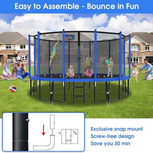 Yorin Tranpoline Outdoor 16ft 15ft 15ft 14ft 12ft 10ft 10ft مع كرة السلة على طوق وشبكة ، 1500 رطل ، ASTM معتمدة ، سهلة التثبيت ، الفناء الخلفي الثقيل tranpolines للأطفال والبالغين in Kuwait