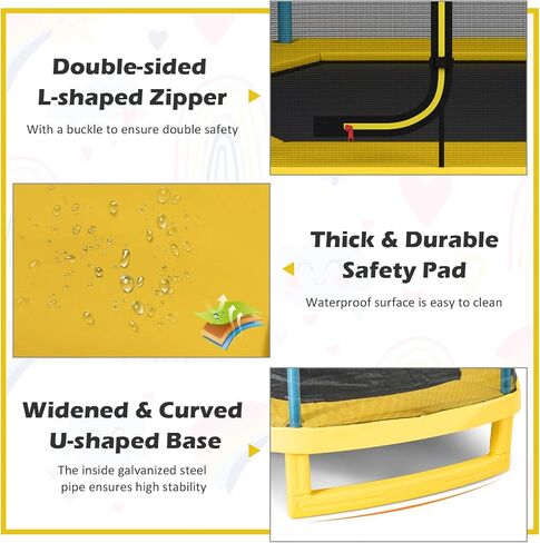 Gymax Trampoline للأطفال ، ترامبولين طفل بطول 7 أقدام مع شبكة حاوية السلامة ووسادة زنبركية سلسة ، ترامبولين صغير في الهواء الطلق للبنين ، الفتيات عمر 3+ in Saudi Arabia