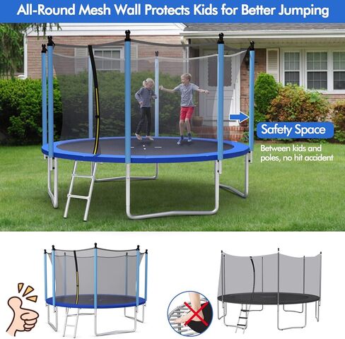 Goplus trampoline 8ft 10ft 12ft 14ft 15ft 15ft 16ft ، ASTM معتمد in Kuwait