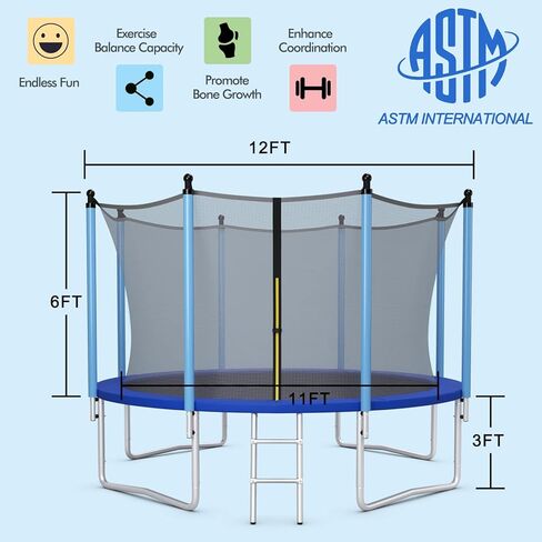 Goplus trampoline 8ft 10ft 12ft 14ft 15ft 15ft 16ft ، ASTM معتمد in Kuwait