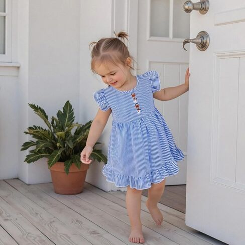 4th of July Toddler Girl Outfit Little Girls Smocked Dress Summer Kids Fourth of July Dresses Patriotic Outfits in Saudi Arabia