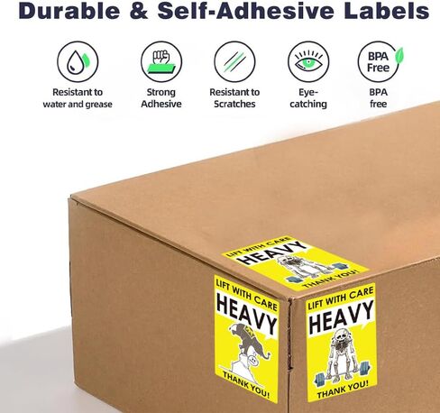 1step2dream Funny Caution Heavy Sticker| 2×3 Inch Skull and Elephant Design | Humorous and Witty Labels for Heavy Special Handling Shipping and Packing in Saudi Arabia