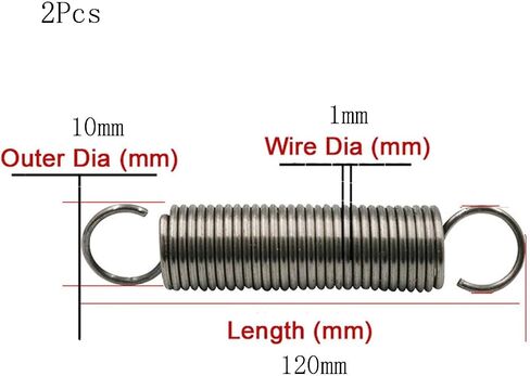 Springs,dualhooksprings, 4 Pcs Tension Spring, Spring Steel Dual Hook Tension Springs, WD 1mm OD 5-10mm, Length 20-300mm(1 x 6 x 150 mm) in Saudi Arabia