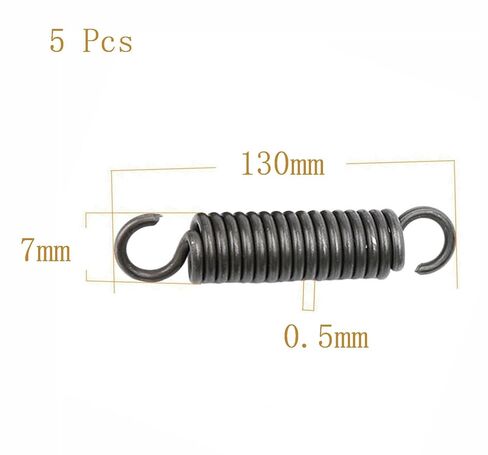 Extension Spring,Tension Springs, Spring Steel , Wire Diameter 0.5 mm, OD 7 mm, Free Length 100-1000 mm, 5 Pcs(0.5 x 7 x 130 mm) in Saudi Arabia
