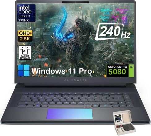 Alienware 18 Area 51 Gaming Laptop, NVIDIA RTX 5080, Intel Ultra 9 275HX Up to 5.4GHz, 18" WQXGA 300Hz, Win11 Pro, Office License, Backlit KB, External DVD Drive, 4K Camera, WiFi 7, 64GB DDR5, 8TB SSD in Saudi Arabia