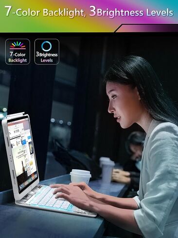 حالة لوحة المفاتيح لـ iPad 9th 10.2 بوصة ، 360 درجة مئوية تتبع متعدد اللمس ، لوحة مفاتيح خلفية 7 ألوان ، متوافقة مع iPad 9th (10.2inch ، 2021) iPad Air ، Blush Pink in Kuwait