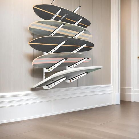 Snowboard Wall Mount, Adjustable 5/6 Board Surfboard Rack, Surfboard Wall Hangers for Surfboard, Wakeboard, and Snowboard Storage at Home or Garage in Saudi Arabia