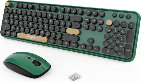 FOPETT Wireless Keyboard and Mouse Combo, 104 Keys Full-Sized 2.4 GHz Dropout-Free Connection, Round Keycap Colorful Keyboards for PC, Mac, Windows, Laptop, Desktop - Black Purple in Saudi Arabia