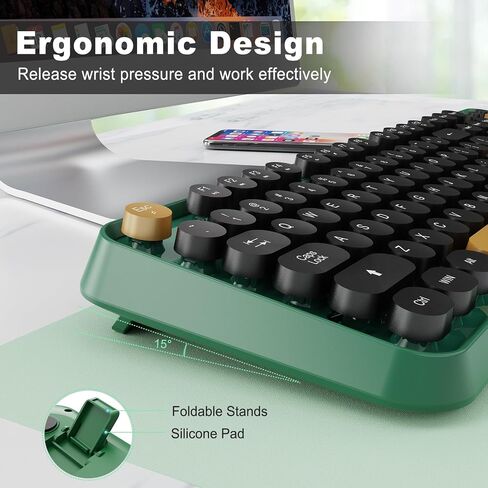 FOPETT Wireless Keyboard and Mouse Combo, 104 Keys Full-Sized 2.4 GHz Dropout-Free Connection, Round Keycap Colorful Keyboards for PC, Mac, Windows, Laptop, Desktop - Black Purple in Saudi Arabia