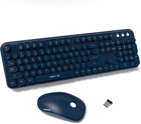 FOPETT Wireless Keyboard and Mouse Combo, 104 Keys Full-Sized 2.4 GHz Dropout-Free Connection, Round Keycap Colorful Keyboards for PC, Mac, Windows, Laptop, Desktop - Black Purple in Saudi Arabia