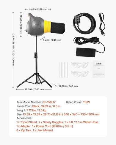 VEVOR Foam Machine, 115 W Party Foam Cannon, Portable Foam Maker with a Tripod Stand, Powerful Foam Party Machine, for Backyard, Pool, Outdoor Events, Birthdays, Celebrations and Party, Grey & Orange in Kuwait