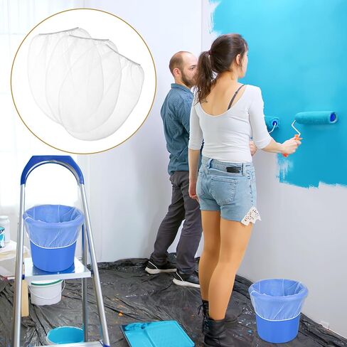 30PCS 5 Gallon Paint Filter Bags Elastic Drawstring Top Opening Strainer Bags White Regular Fine Mesh Bucket Strainer for Gardening Paint Sprayers in Saudi Arabia