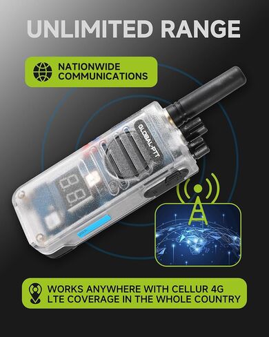 G5 Global PTT 4G LTE في اتجاهين POC Radio Range Onlimited Range-Digital Display 16 قناة مع تقنية تشفير شاملة (أسود) in Saudi Arabia