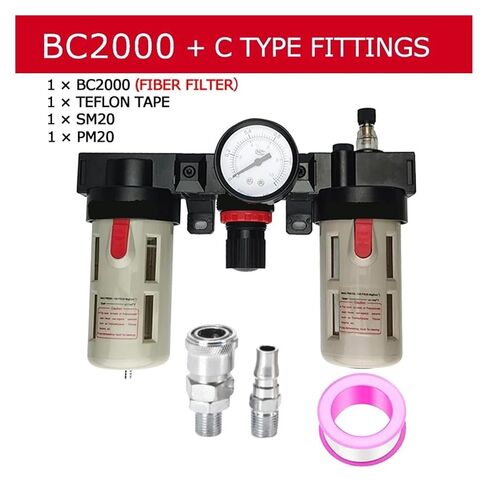 BC2000 مصدر الهواء المصدر المصدر ، فاصل زيت مياه زيت 1/4 BSP مجموعة منظم ضغط الخيط (BC2000 PC8-02) in Kuwait