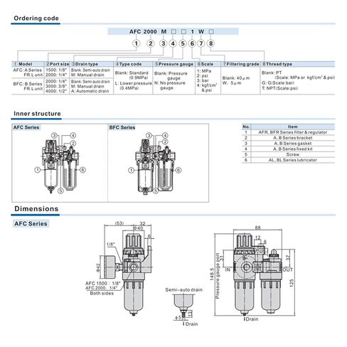 وحدات التحضير AFC2000 Port Union Air Treatment Compressor Compressor Compersion Comberator Tharricator Thupricator Siperator (AFC2000) in Kuwait