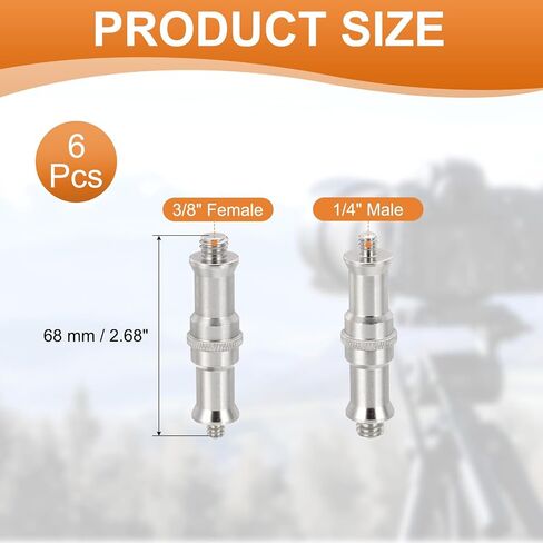 محول مسامير كاميرا كاميرا Patikil 3/8 "إلى 1/4" من الذكور ، 3 حزمة محولات برغي ترايبود الحاجز للضوء الحذاء الساخن حذاء بارد محول الكرة فلاش ، الفضة in Kuwait