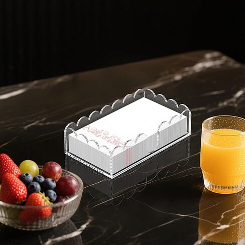 Yageli Clear Clear Acrylic Fedicking Holder - صينية أسقلفية أنيقة للكوكتيل والحمام والمطبخ وتناول الطعام - منشفة ورقية متميزة ومنظم منديل يمكن التخلص منها لحفلات الزفاف والبارات والفنادق والمنزل (5.4 × 5.2 بوصة) in Kuwait