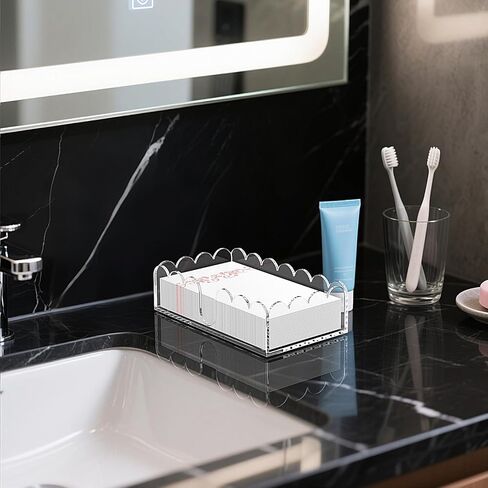 Yageli Clear Clear Acrylic Fedicking Holder - صينية أسقلفية أنيقة للكوكتيل والحمام والمطبخ وتناول الطعام - منشفة ورقية متميزة ومنظم منديل يمكن التخلص منها لحفلات الزفاف والبارات والفنادق والمنزل (5.4 × 5.2 بوصة) in Kuwait