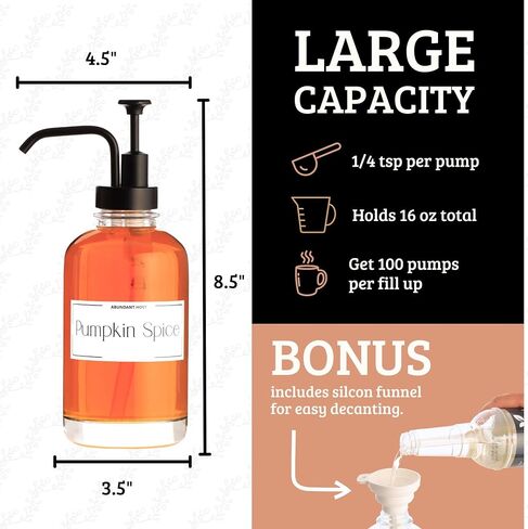 Coffee Syrup Dispensers, Set of 2, Coffee Syrup Bottles with Pump and Labels, 500 ml, Espresso Bar Accessories, Glass Bottles with Pump, Black Upgraded Dispenser, 16.9 oz in Saudi Arabia