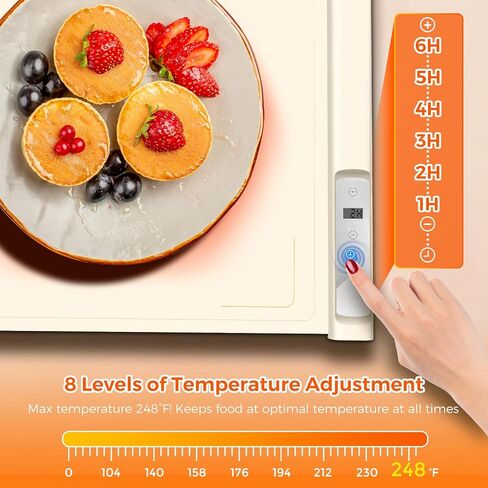 حصيرة الاحترار الغذائي | MAX TEMP 248 ℉ ، صينية الاحترار الكهربائي مع مؤقت وقابل تسخين قابلاً للتعديل من 8 مستويات ، سريع السطح للطعام مع قفل الأطفال ، ودافئ الأطعمة السيليكون المحمولة لحفل بوفيه in Saudi Arabia
