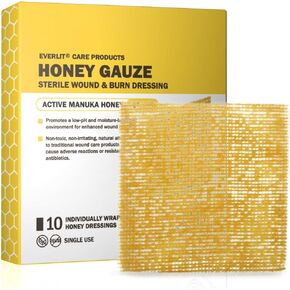 مانوكا عسل الملابس | منصات معقمة غير ملصقات مع عسل طبي غير مغرور | الشفاء المتقدم للحرق ، الجرح المزمن ، مواقع المانحين ، والضغط والقرحة السكري (4 "الشاش) in Kuwait