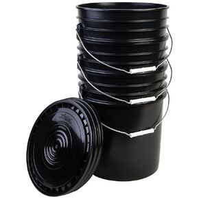 Hudson Exchange 5 Gallon (3 Pack) Bucket with Easy Peel Lid, Food Grade BPA Free HDPE, Black in Kuwait