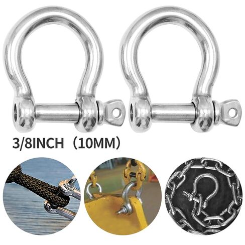 2 Pcs 3/8 Inch Anchor Shackle, 316 Stainless Steel Shackles for Chains Wirerope, 10 mm in Saudi Arabia