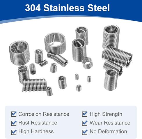uxcell 50pcs Wire Thread Inserts M10 x 1.5 1.5D(15mm) Metric 304 Stainless Steel Helical Type Coiled Thread Repair Kit Wire Screw Threaded Sleeve Sheath for Mechanical Equipment in Saudi Arabia