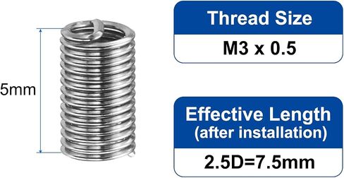 uxcell 50pcs Wire Thread Inserts M10 x 1.5 1.5D(15mm) Metric 304 Stainless Steel Helical Type Coiled Thread Repair Kit Wire Screw Threaded Sleeve Sheath for Mechanical Equipment in Saudi Arabia