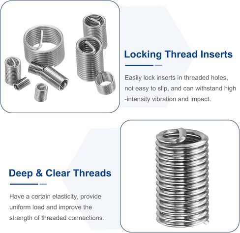 uxcell 50pcs Wire Thread Inserts M10 x 1.5 1.5D(15mm) Metric 304 Stainless Steel Helical Type Coiled Thread Repair Kit Wire Screw Threaded Sleeve Sheath for Mechanical Equipment in Saudi Arabia