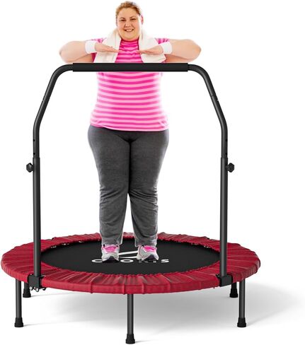 CLORIS 40in قابلة للطي الترامبولين MINI TRAMPOLINE REPONDER TRAMPOLINE للبالغين للياقة الترامبولين مع مقبض رغوة قابل للتعديل ، مع غطاء مبطن أفضل هدية للأطفال/البالغين in Kuwait