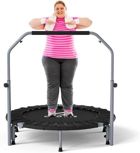CLORIS 40in قابلة للطي الترامبولين MINI TRAMPOLINE REPONDER TRAMPOLINE للبالغين للياقة الترامبولين مع مقبض رغوة قابل للتعديل ، مع غطاء مبطن أفضل هدية للأطفال/البالغين in Kuwait